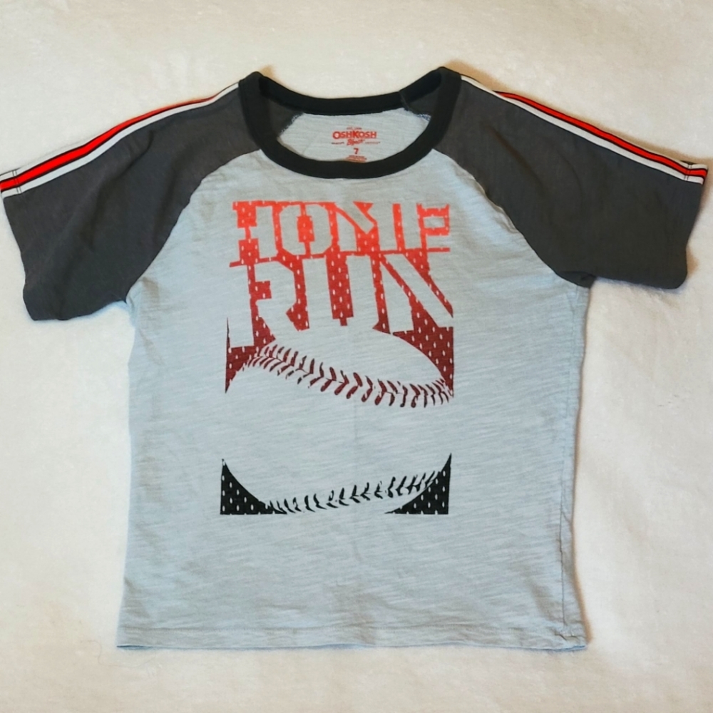 Oshkosh - Boys gray & orange tee, size 7